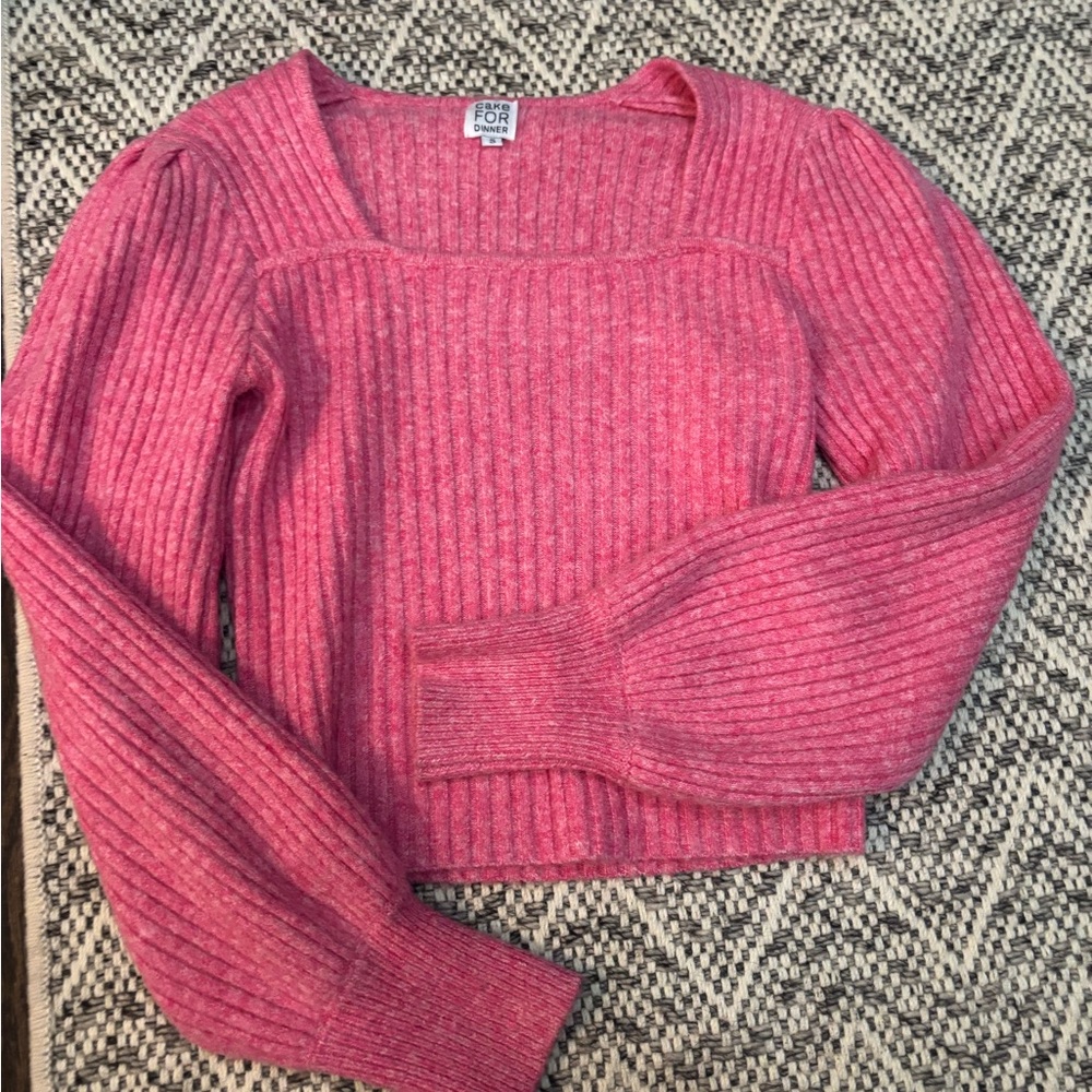 Cake for Dinner Elegant Pink Ribbed Sweater